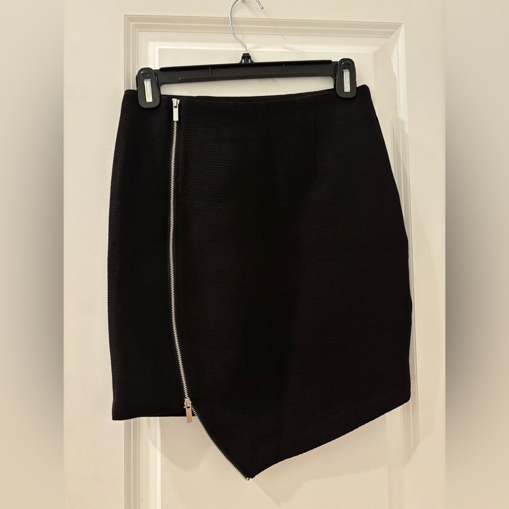 Dynamite Black Asymmetric Mini Skirt with Zipper